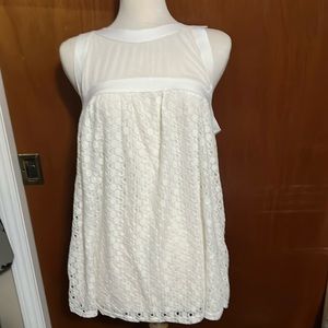 Mesh, crochet babydoll tank top, white size xl